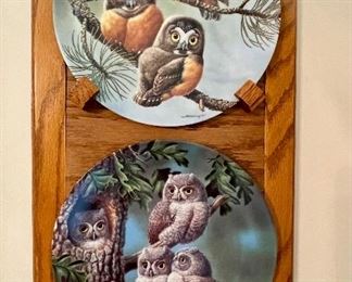 owl collector plates in stand