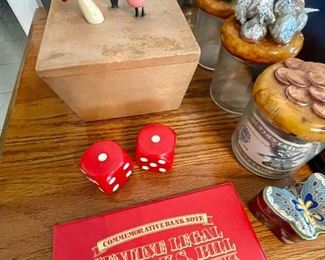 sewing box with buttons, jars