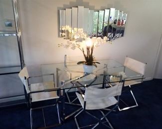 1970-80's chrome and glass table with 4 chairs