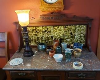 Wash stand w marble top