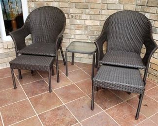 Patio chairs w foot stools