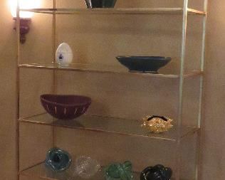 Mecox glass display shelving