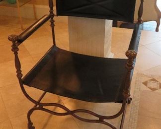 Leather and brass Savonarola chair