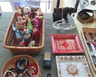 Christopher Radko Christmas ornaments, Hermes change tray