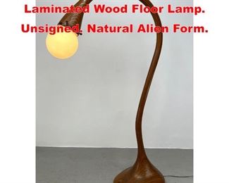 Lot 5 Douglas Hackett Biomorphic Laminated Wood Floor Lamp. Unsigned. Natural Alien Form. 