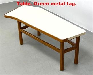 Lot 2 Dunbar Occasional Coffee Table. Green metal tag. 
