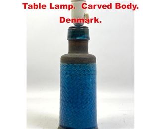Lot 46 HERMAN KAHLER Pottery Table Lamp. Carved Body. Denmark. 