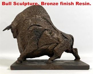 Lot 47 Modernist Stylized Figural Bull Sculpture. Bronze finish Resin.
