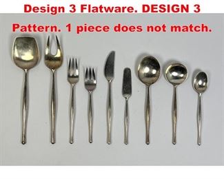 Lot 62 64pc LAUFFER Norway Design 3 Flatware. DESIGN 3 Pattern. 1 piece does not match.