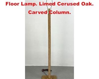 Lot 64 JEANMICHEL FRANK Style Floor Lamp. Limed Cerused Oak. Carved Column. 