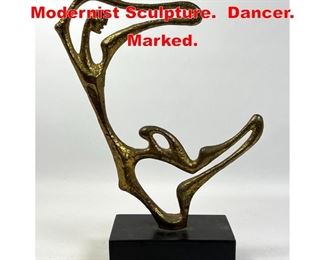 Lot 67 Frederick Weinberg Modernist Sculpture. Dancer. Marked.