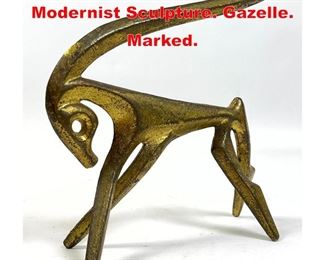 Lot 68 Frederick Weinberg Modernist Sculpture. Gazelle. Marked.