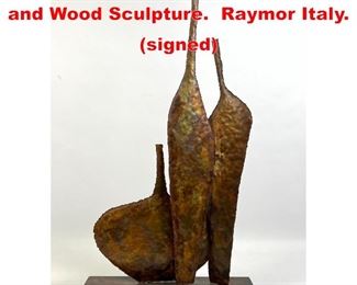 Lot 95 MARCELLO FANTONI Brass and Wood Sculpture. Raymor Italy. signed
