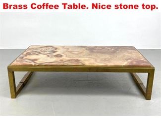 Lot 98 High Quality Agate and Brass Coffee Table. Nice stone top. 