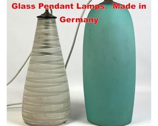 Lot 123 2 Mid Century Modern Glass Pendant Lamps. Made in Germany