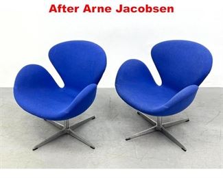 Lot 127 Pair of blue swan chairs. After Arne Jacobsen