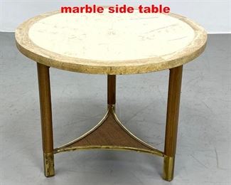 Lot 129 Dunbar style brass and marble side table