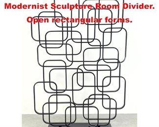 Lot 135 Black Metal Finish Modernist Sculpture Room Divider. Open rectangular forms. 