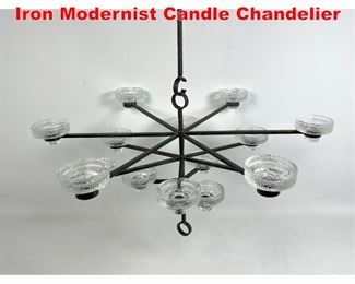 Lot 138 ERIK HOGLUND Glass and Iron Modernist Candle Chandelier