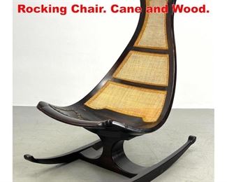 Lot 145 Dramatic Brazilian Rocker Rocking Chair. Cane and Wood. 