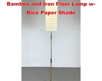 Lot 179 SAMU NOGUCHI Akari Bamboo and Iron Floor Lamp w Rice Paper Shade
