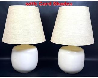 Lot 186 Pr White BOSTLUND Lamps with Cord Shades 