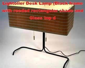Lot 190 Rare Gerald Thurston Lightolier Desk Lamp Black frame with reeded rectangular shade and Glass top d