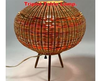 Lot 193 Small Japanese Wicker Tripod Table Lamp.