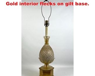 Lot 198 Murano Pineapple Lamp. Gold interior flecks on gilt base.