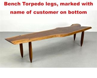 Lot 202 Phil Powell Coffee TableBench Torpedo legs, marked with name of customer on bottom
