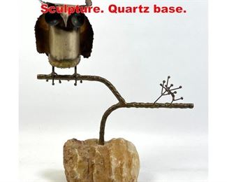 Lot 205 C JERE 71 Mixed Metal Owl Sculpture. Quartz base.