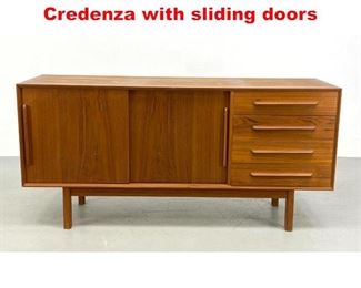 Lot 207 Midcentury Modern Teak Credenza with sliding doors