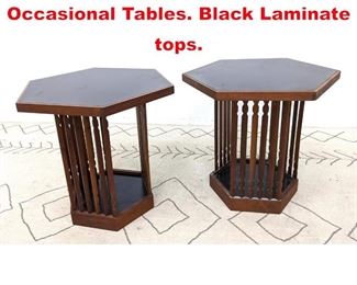 Lot 209 Pair American Modern Side Occasional Tables. Black Laminate tops. 