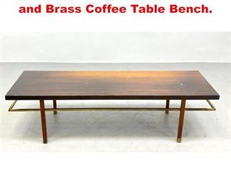 Lot 220 Harvey Probber Mahogany and Brass Coffee Table Bench. 