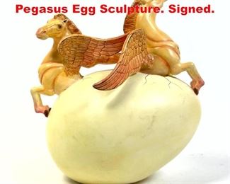Lot 221 Sergio Bustamante Pegasus Egg Sculpture. Signed. 