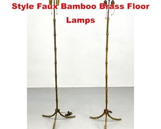Lot 235 Pair of Maison Bagues Style Faux Bamboo Brass Floor Lamps