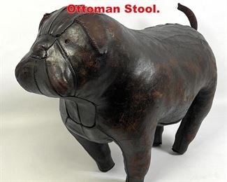 Lot 244 Vintage Leather Bulldog Ottoman Stool. 