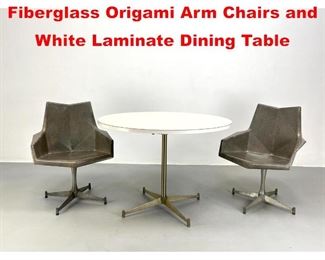 Lot 246 Paul McCobb Elephant Gray Fiberglass Origami Arm Chairs and White Laminate Dining Table