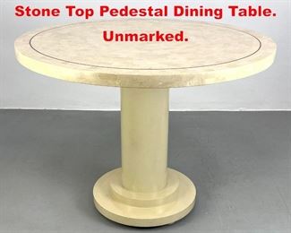 Lot 253 Maitland Smith Tessellated Stone Top Pedestal Dining Table. Unmarked.