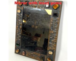 Lot 254 Small Modernist Copper Mirror with inset gems