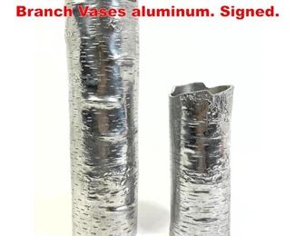 Lot 257 2pc Michael Aram Birch Branch Vases aluminum. Signed.