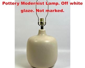 Lot 259 Bulbous BOSTLUND Art Pottery Modernist Lamp. Off white glaze. Not marked. 