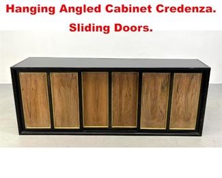 Lot 273 HARVEY PROBBER Wall Hanging Angled Cabinet Credenza. Sliding Doors. 