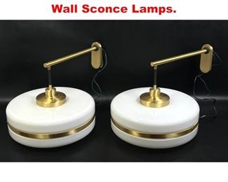 Lot 287 Pair Modernist Glass Shade Wall Sconce Lamps. 