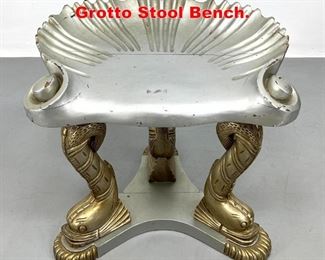 Lot 295 Carved Wood Italian Style Grotto Stool Bench. 