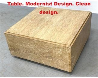 Lot 298 Italian Travertine Coffee Table. Modernist Design. Clean design.