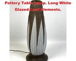 Lot 309 AnnaLisa Thomson Art Pottery Table Lamp. Long White Glazed Leaf Elements. 