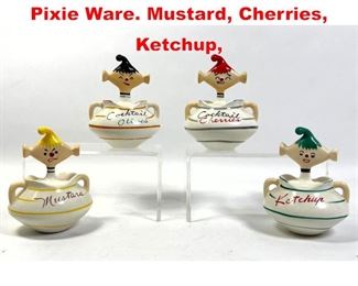 Lot 316 4pcs Davar Holt Howard Pixie Ware. Mustard, Cherries, Ketchup, 
