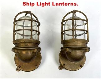 Lot 324 Pair of Bronze Cage Form Ship Light Lanterns.