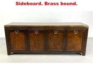 Lot 331 Asian Influenced Credenza Sideboard. Brass bound.